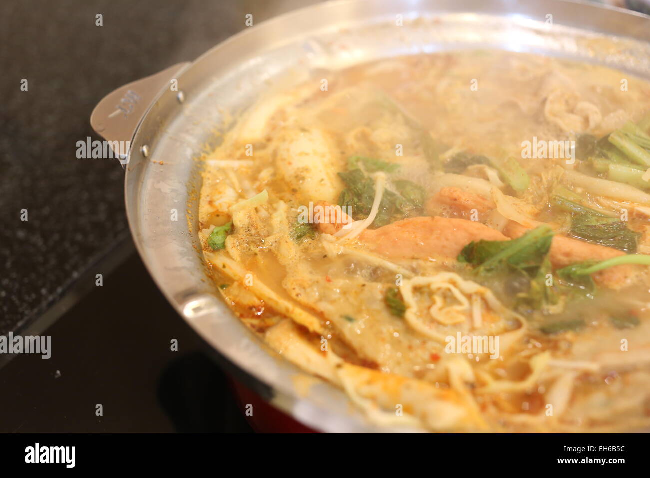 Sukiyaki von würzigen in den Topf. Stockfoto