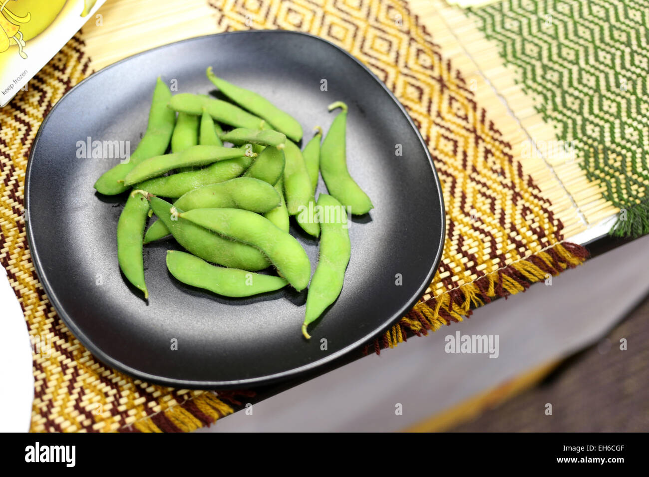 Gemüse aus grünen Bohnen auf Teller in einem Restaurant. Stockfoto