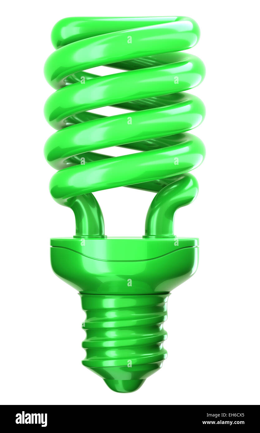 grünes Licht Lampe: Effizienz und Eco freundliche Technologie auf weiß Stockfoto