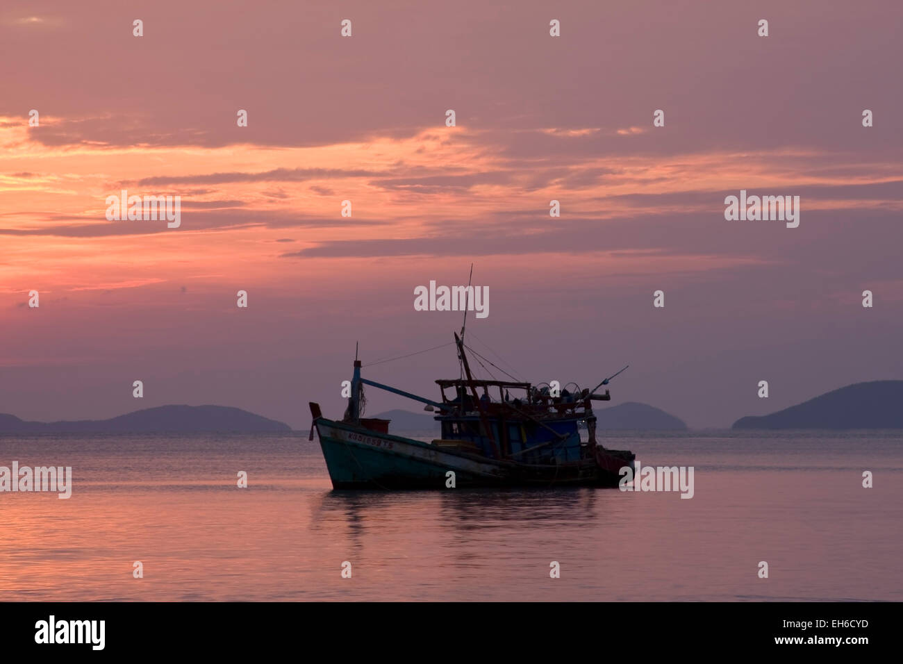 Sonnenuntergang an der Küste bei Hat Tien, Vietnam, Südostasien Stockfoto