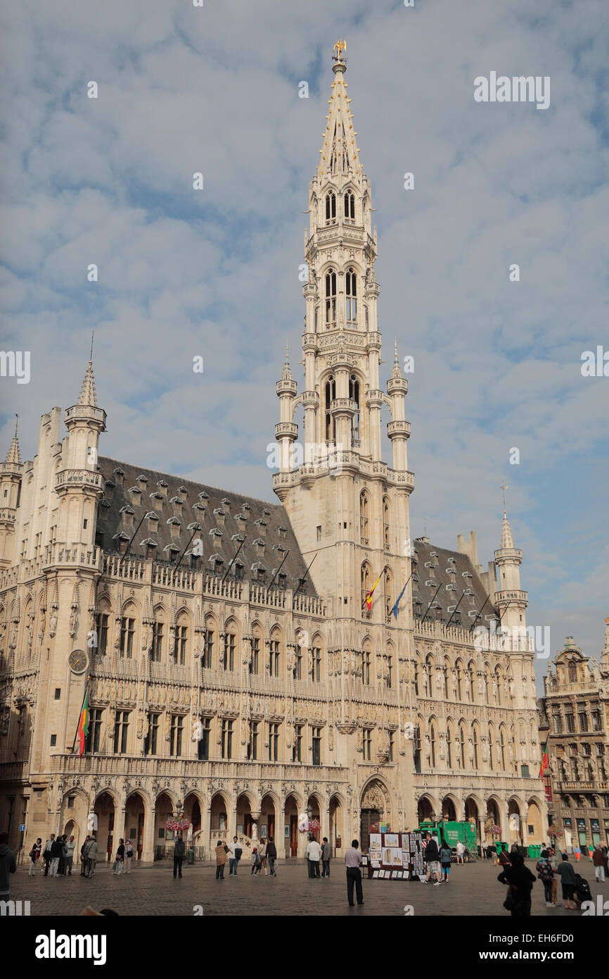 Das Hôtel de Ville de Bruxelles, Grand Place (Grote Markt), Brüssel, Belgien. Stockfoto