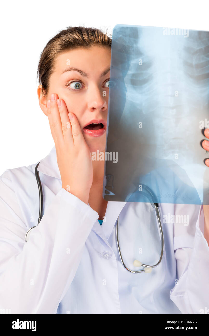 Schockiert Arzt mit Röntgen-kranken Patienten Stockfoto