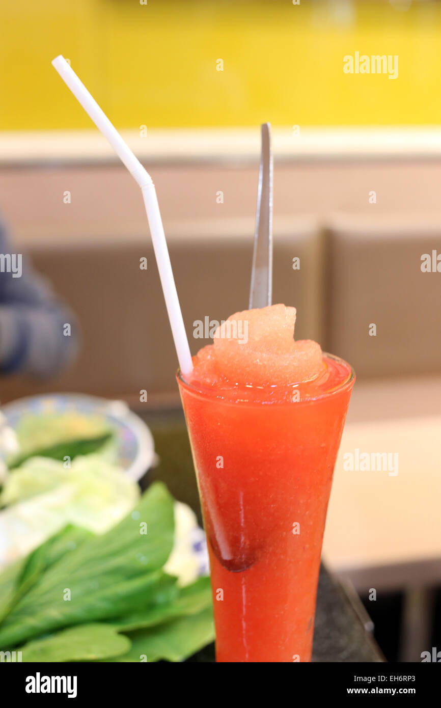 Wassermelone-Mischung in einem Restaurant. Stockfoto