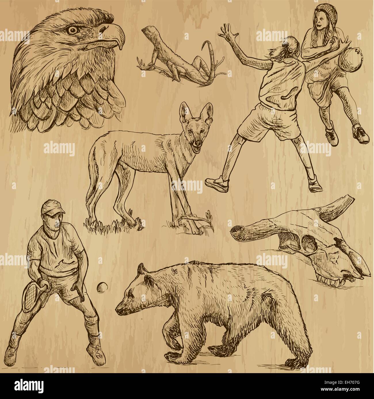 A.d.s. Reisen: USA - Sammlung eine handgezeichnete Illustrationen. Jede Zeichnung umfassen zwei grundlegenden Schichten Gliederung Stock Vektor