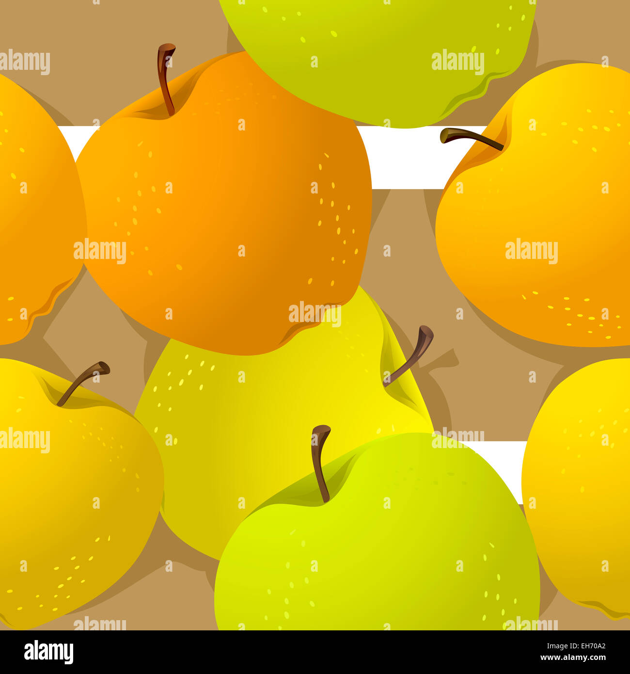 Nahtlose abstraktes Muster mit Äpfeln mit Farbverläufen gezeichnet Stockfoto