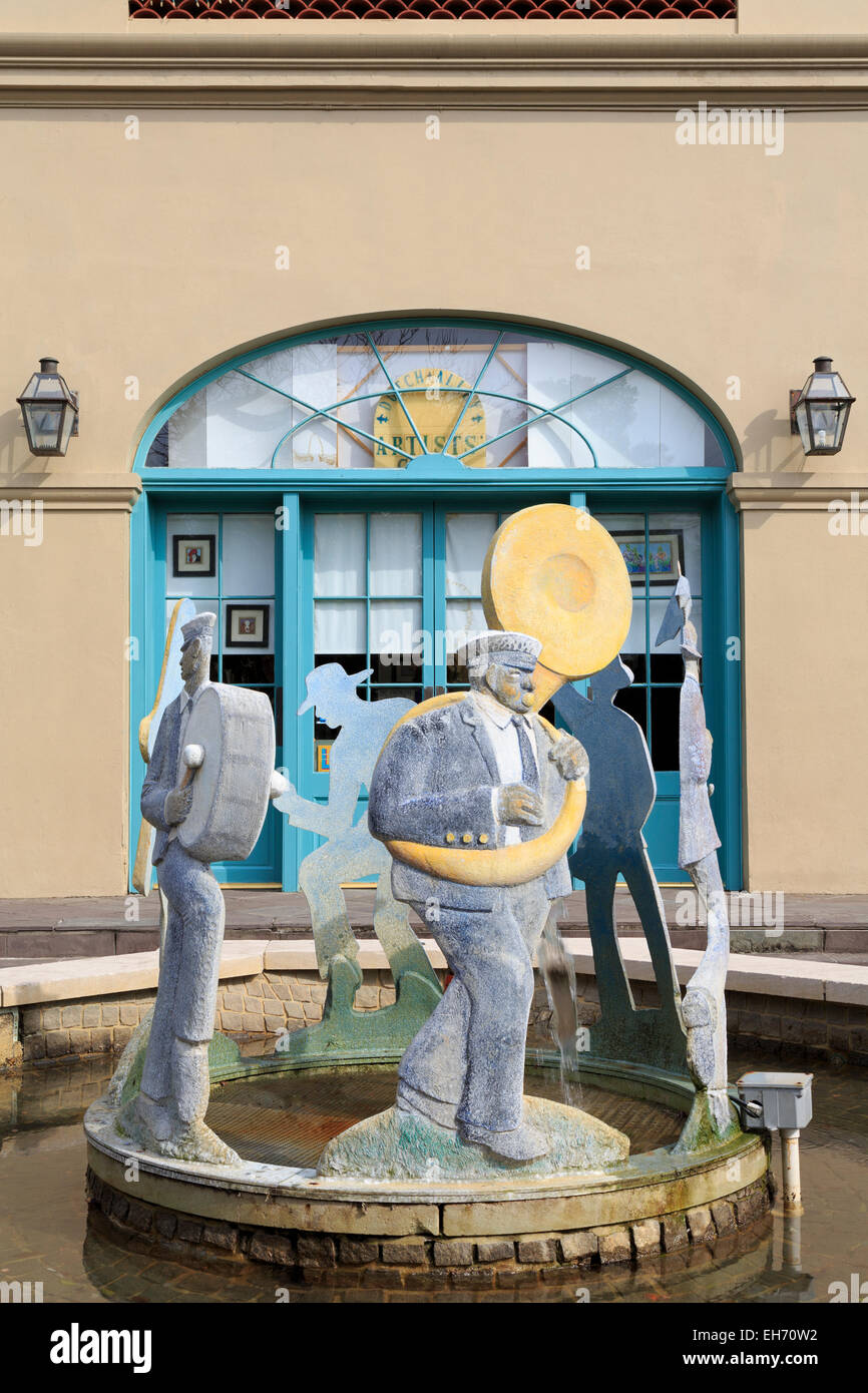 Musiker-Brunnen im französischen Markt, French Quarter, New Orleans, Louisiana, USA Stockfoto