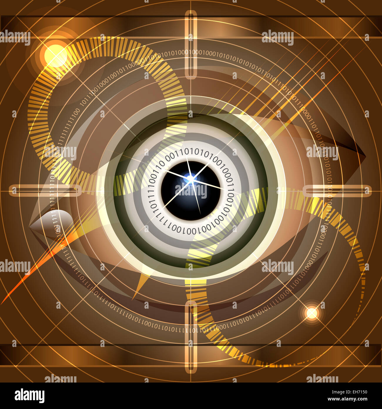Abstrakte Darstellung mit Cyber Auge als Metapher der modernen Medien Technologie Allwissenheit Stockfoto