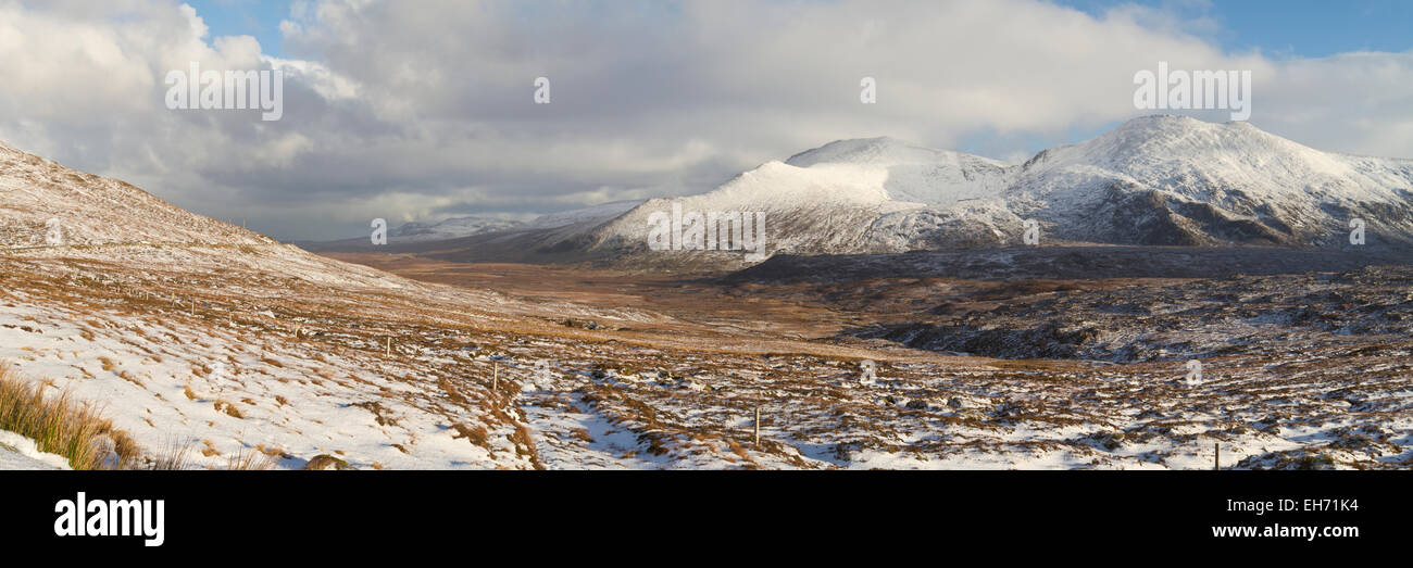 Strath Dionard im Winter, Sutherland Stockfoto