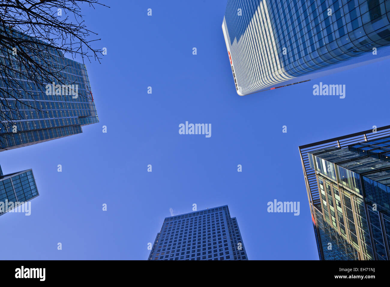 Erhöhte Ansicht von Gebäuden in Canary Wharf London UK Stockfoto