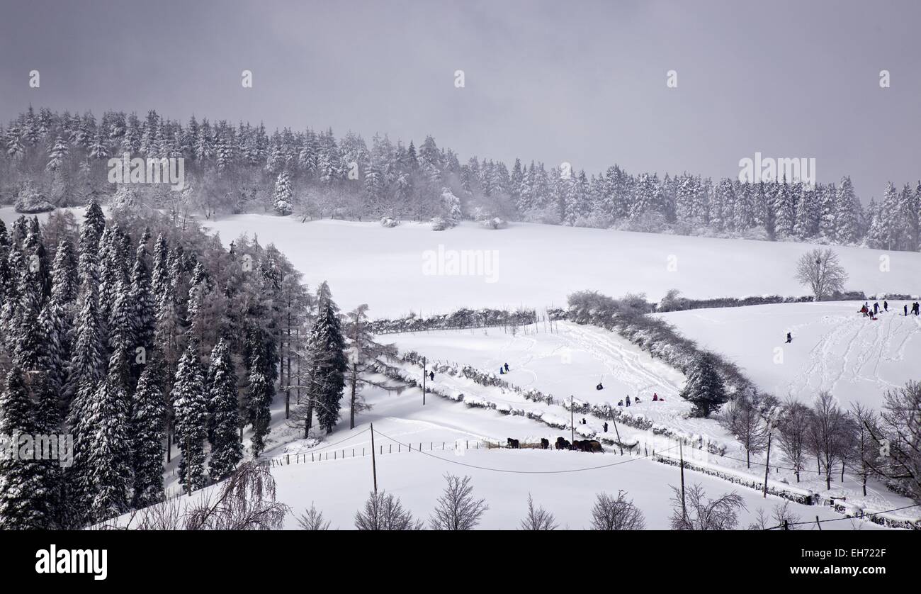Schnee-Tag am Urkiola mountain Stockfoto
