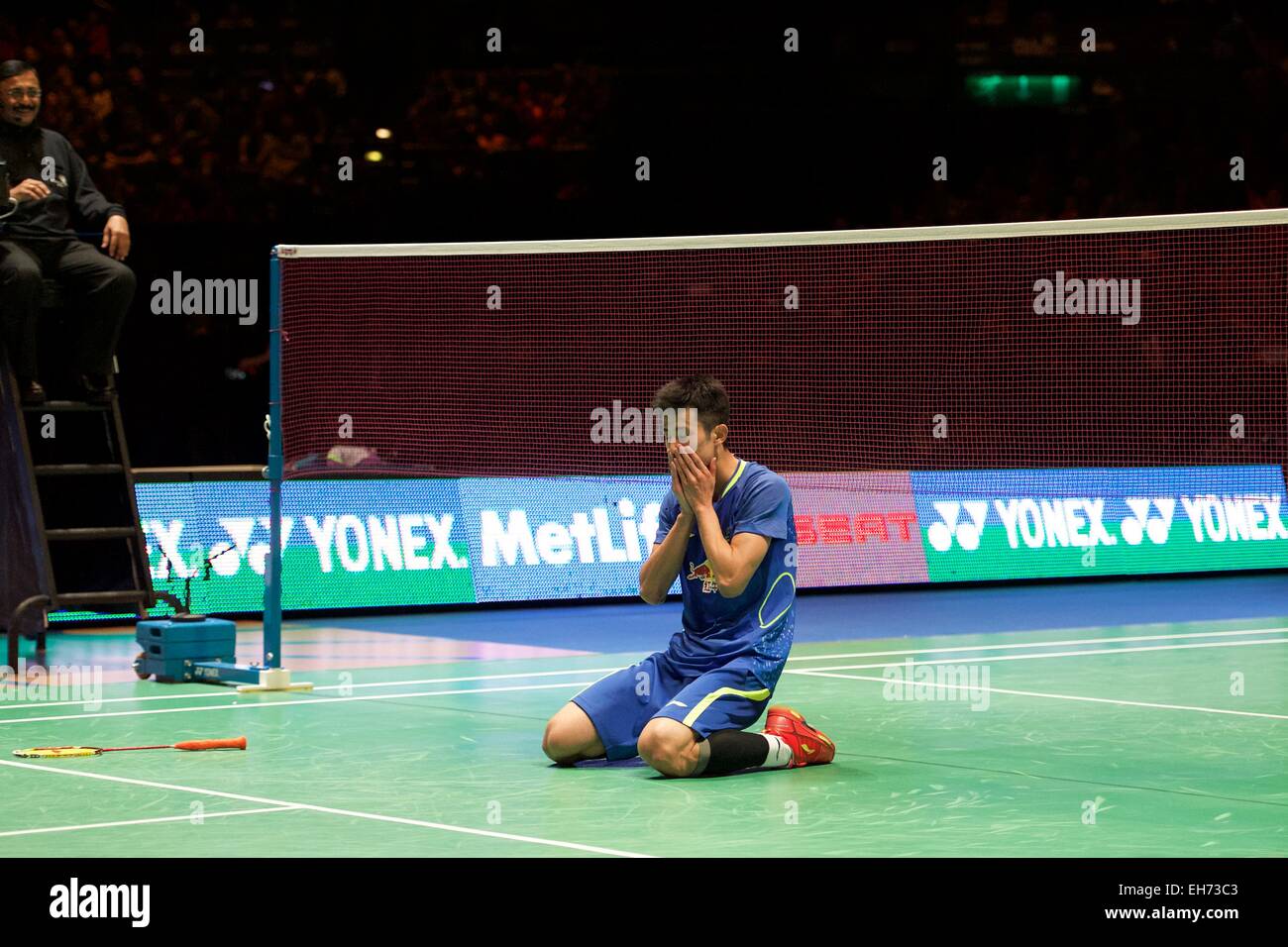 Birmingham, Vereinigtes Königreich. 8. März 2015. Chen Long von China Mens endgültige Sieger bei den Yonex All England Badminton Championships. Bildnachweis: Aktion Plus Sport/Alamy Live-Nachrichten Stockfoto