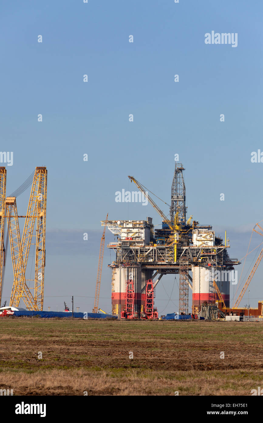 Bau des "Big Foot" Tiefsee Öl & Gas Plattform kurz vor der Fertigstellung. Stockfoto