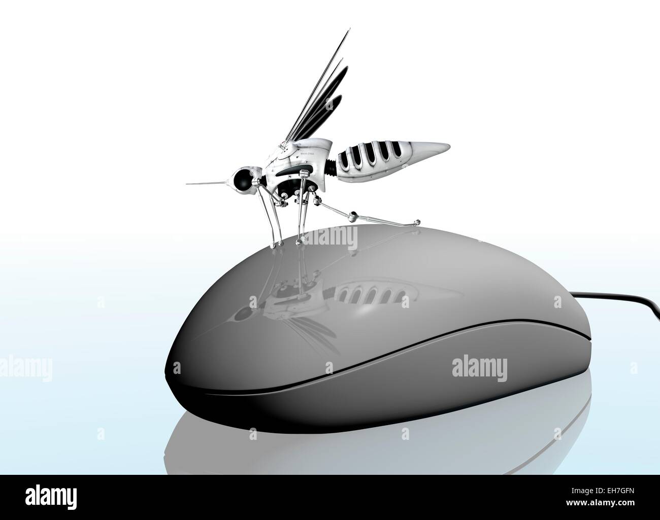 Computer-Maus mit Nano-Bug, Kunstwerk Stockfoto
