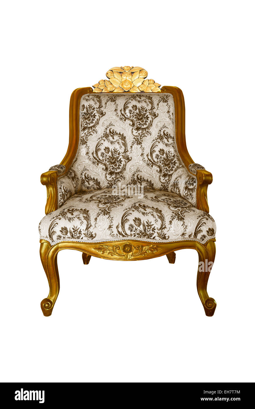 Barock Stuhl auf weißem Hintergrund Stockfoto