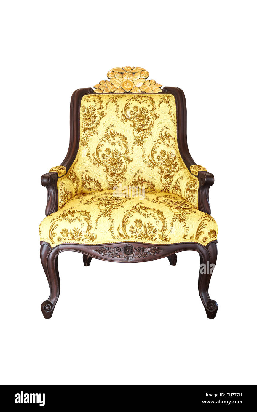 Barock Stuhl auf weißem Hintergrund Stockfoto