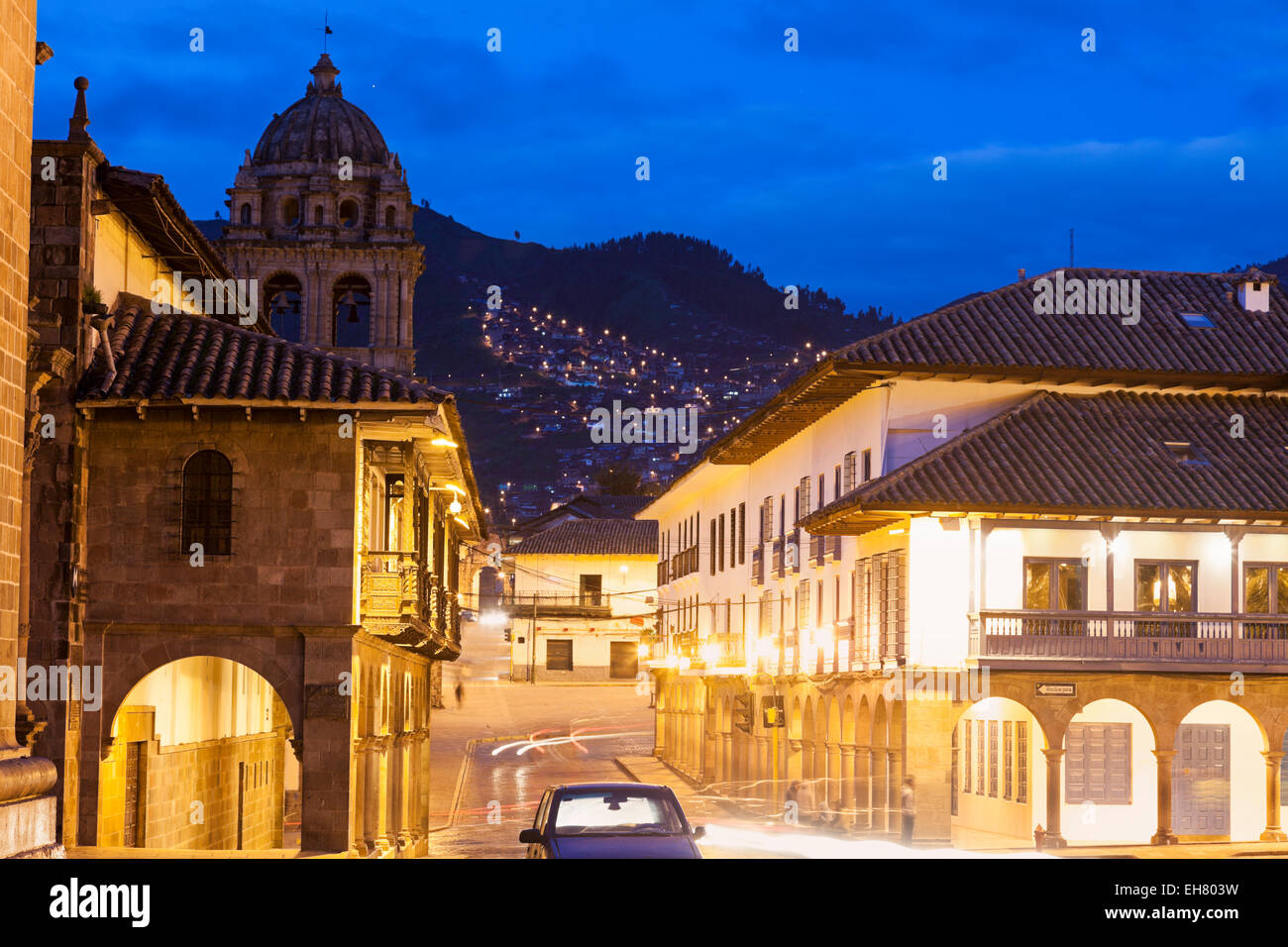 Straßen von Cuzco vor Sonnenuntergang. Cuzco, Peru. Stockfoto