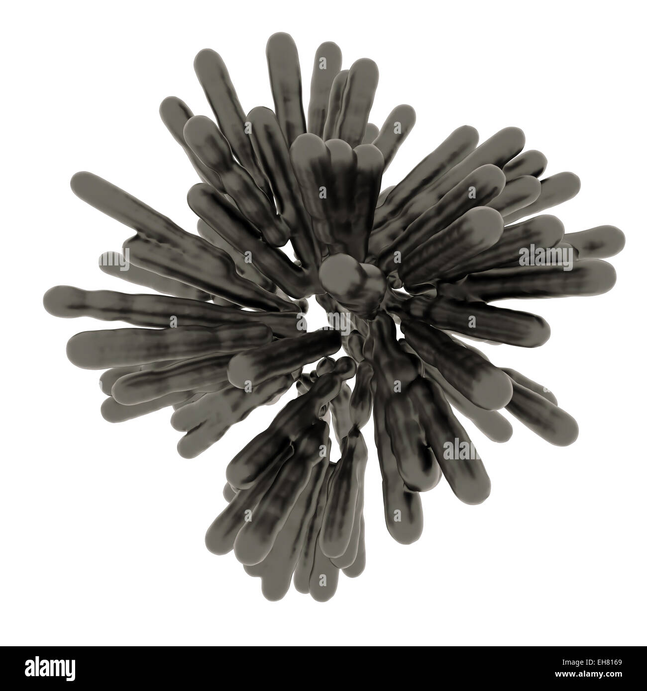 Schwarz zugefroren Fluid Spalten in Kugelform abstrakt weiß Stockfoto