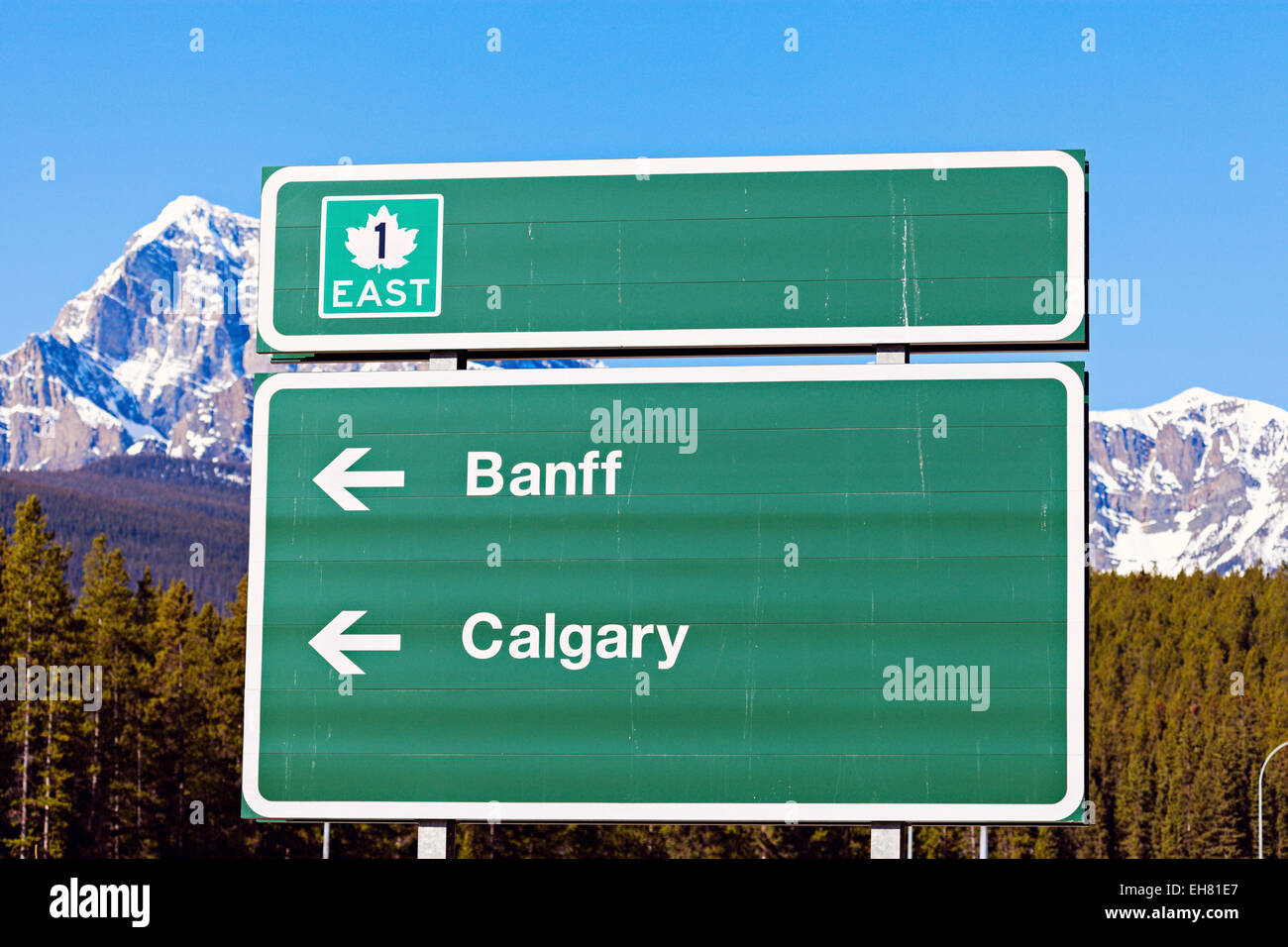 Melden Sie sich im Banff National Park. Alberta, Kanada. Stockfoto