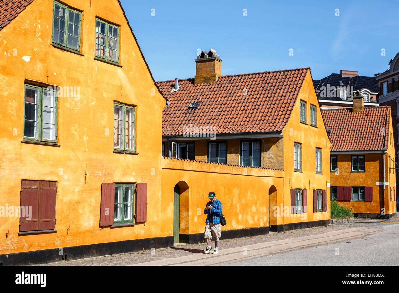 Nyboder Viertel mit alten Häusern aus dem 17. Jahrhundert, Kopenhagen, Dänemark, Skandinavien, Europa Stockfoto
