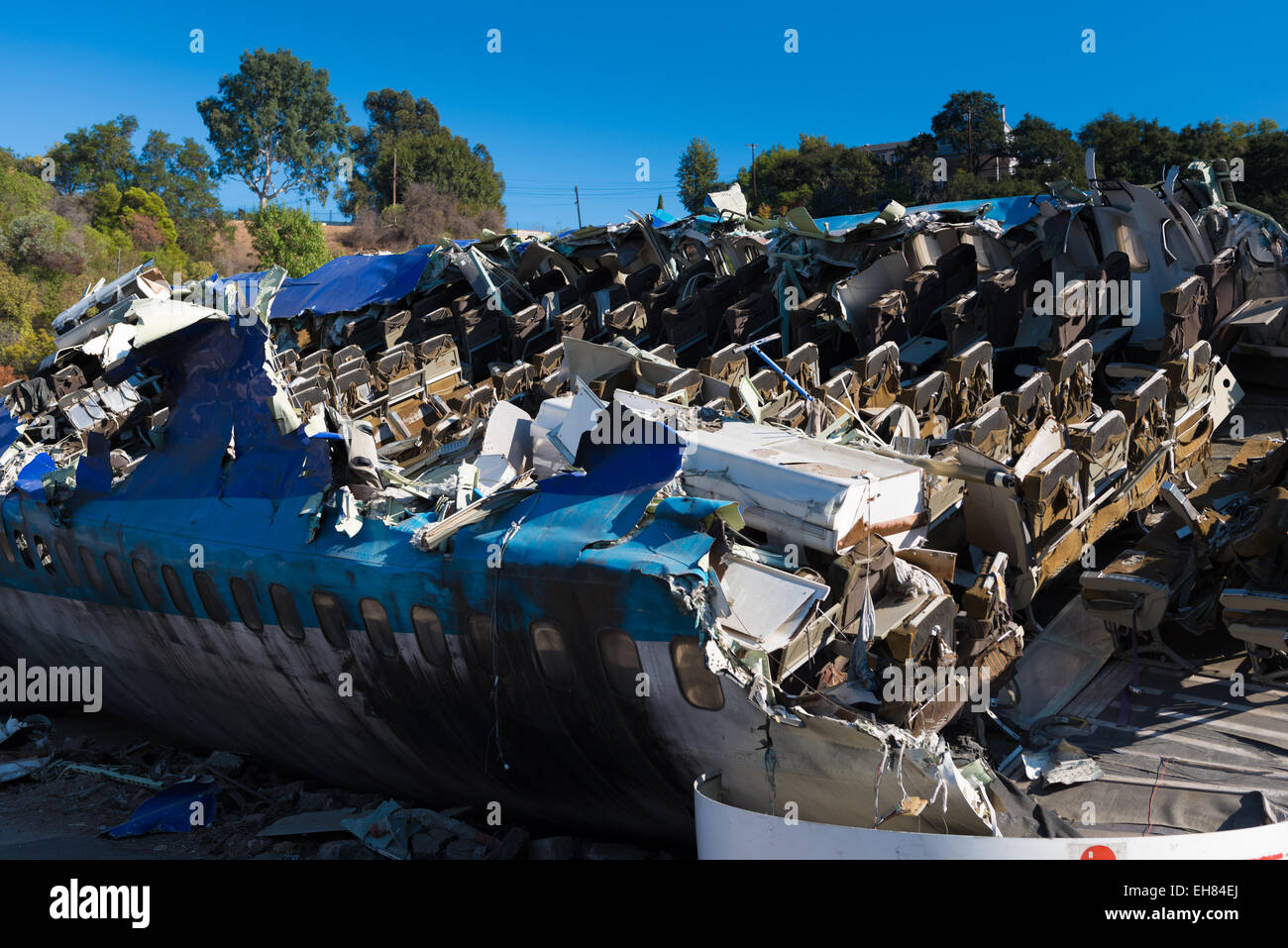 Krieg der Welten Film Flugzeug Absturzstelle In Universal Studios Theme Park, Los Angeles, Kalifornien, USA Stockfoto