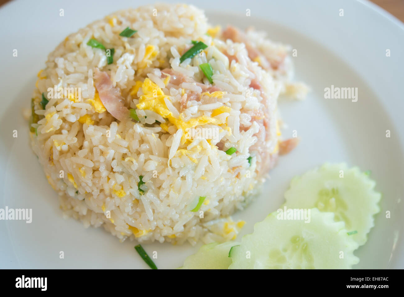 Gebratener Reis mit Fleisch Stockfoto