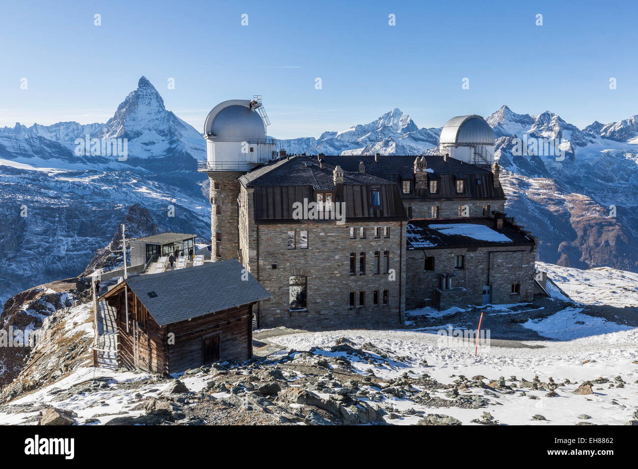 Gornergrat, das endgültige Ziel der den Zug aus Zermatt, Valais, Schweizer Alpen, Schweiz Stockfoto