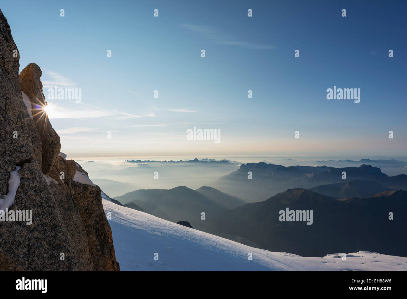 Col du Midi auf Mont-Blanc, Chamonix, Rhône-Alpes, Haute Savoie, Frankreich, Europa Stockfoto