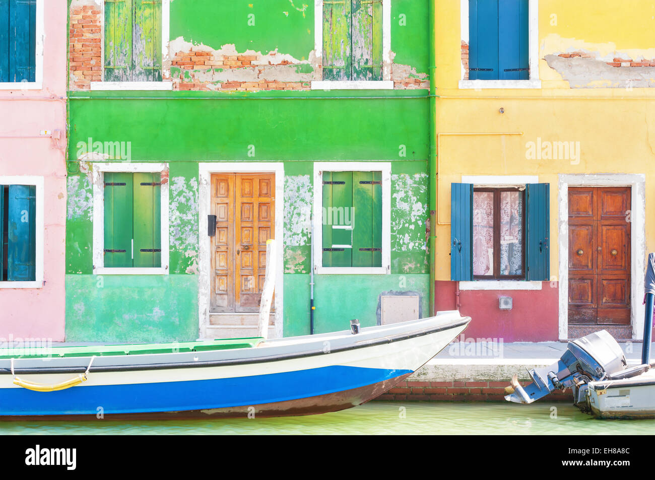 Alte bunte Häuser in Burano, Italien. Stockfoto