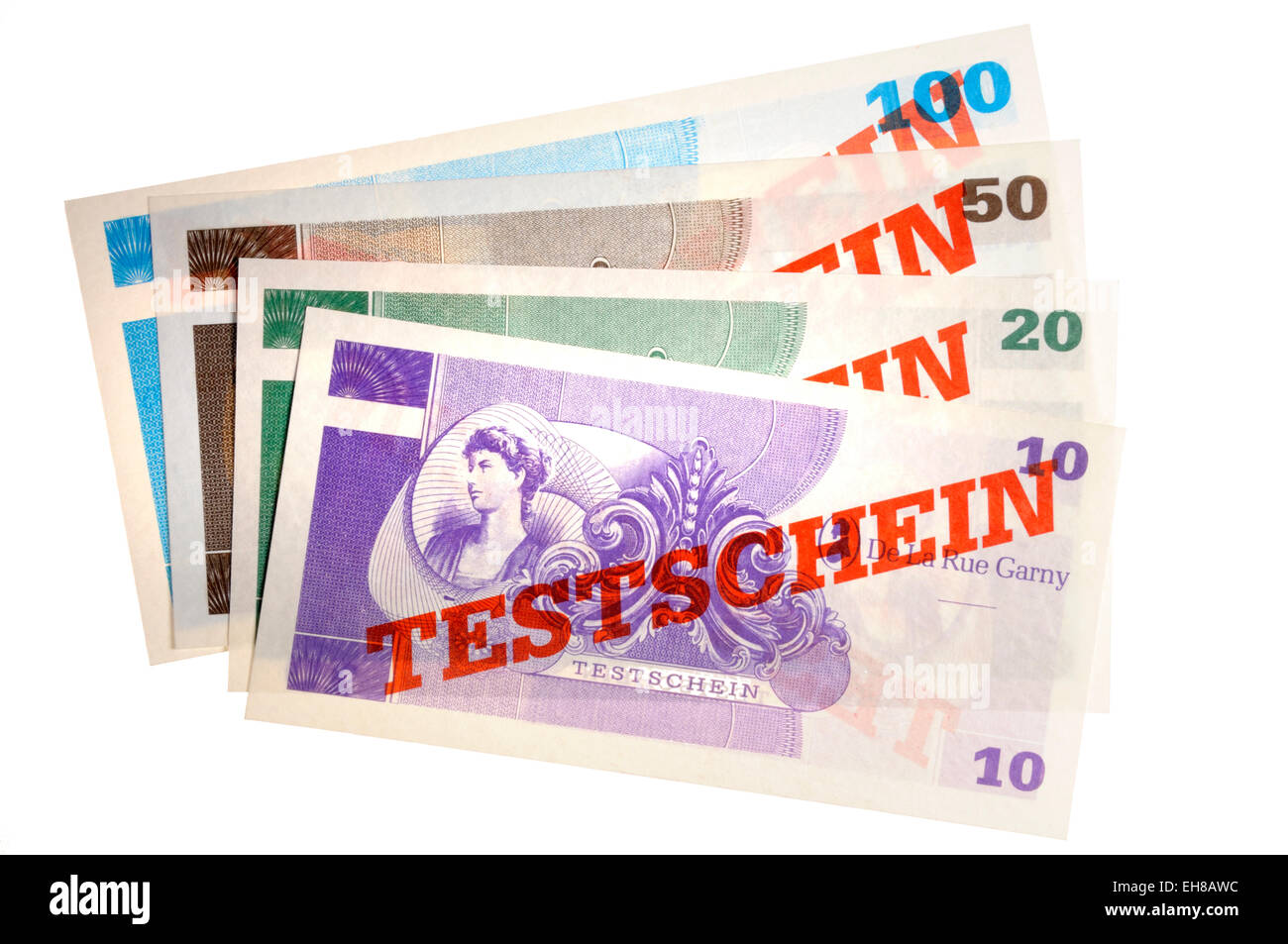Testen Sie drucken Banknoten durch De La Rue Garny Drucker Stockfoto