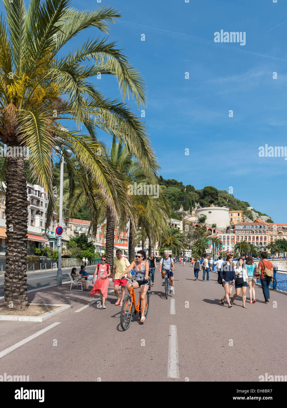 Promenade des Anglais, an der Küste von Nizza, Provence, Frankreich, Europa Stockfoto