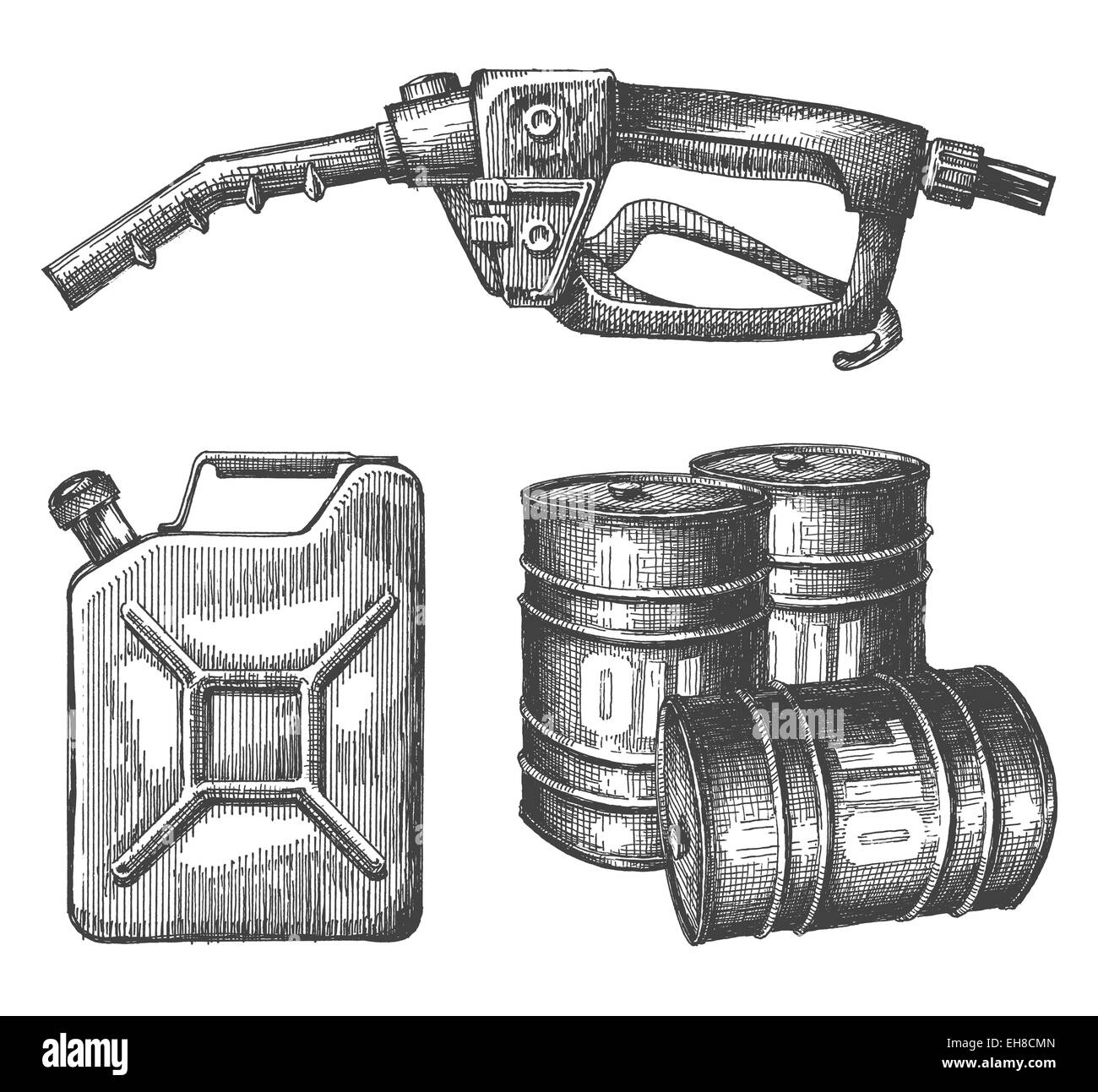 Benzin-Vektor-Logo-Design-Vorlage. Symbol für Erdöl oder Rohöl. Stockfoto