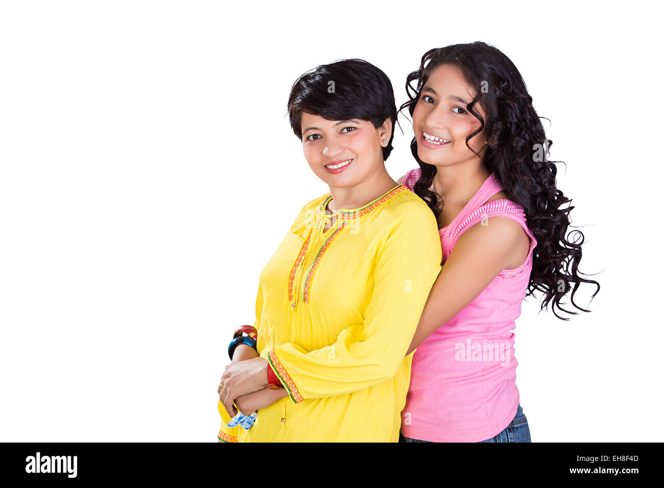 2 indische Mutter und Tochter stehen genießen Stockfoto