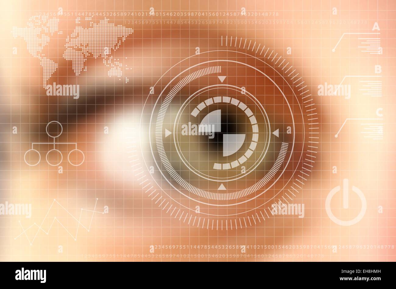 Infografik-Technologie-Konzept. Menschliches Auge unscharf Effekt mit virtuellen Bildschirm. EPS10 Vektor-Datei mit Transparenz Schichten. Stock Vektor