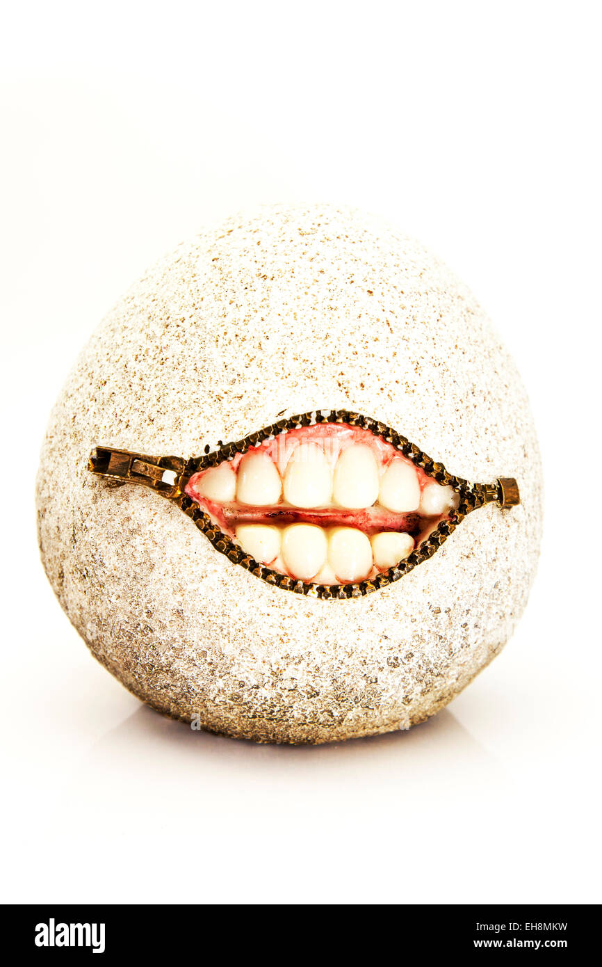 Zähne Zahnfleisch Mund dental Karies offenen Mund lächelt glücklich Ausschnitt weißen Hintergrund textfreiraum isoliert Stockfoto