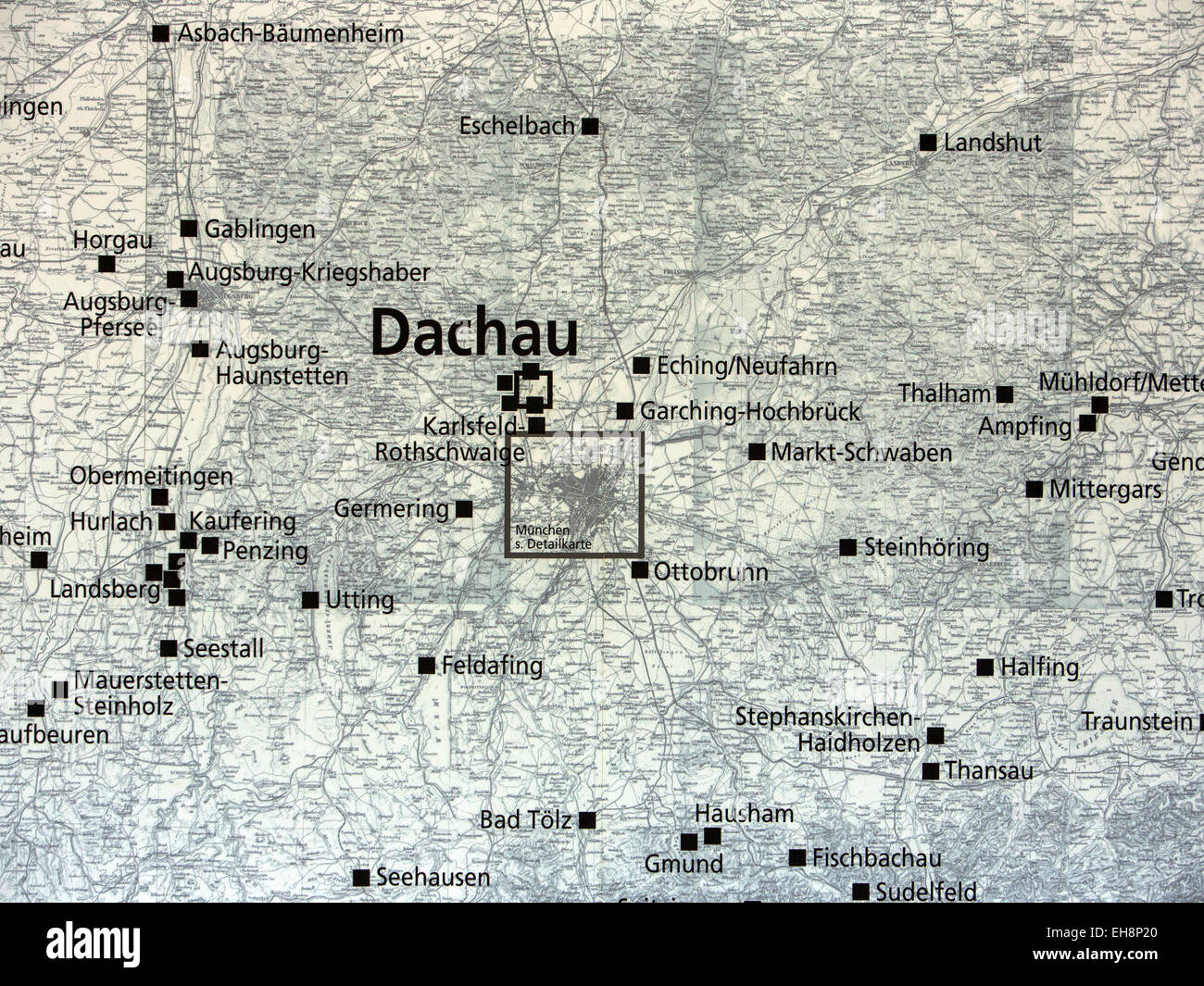 München-Deutschland-Karte des KZ Dachau Stockfotografie - Alamy