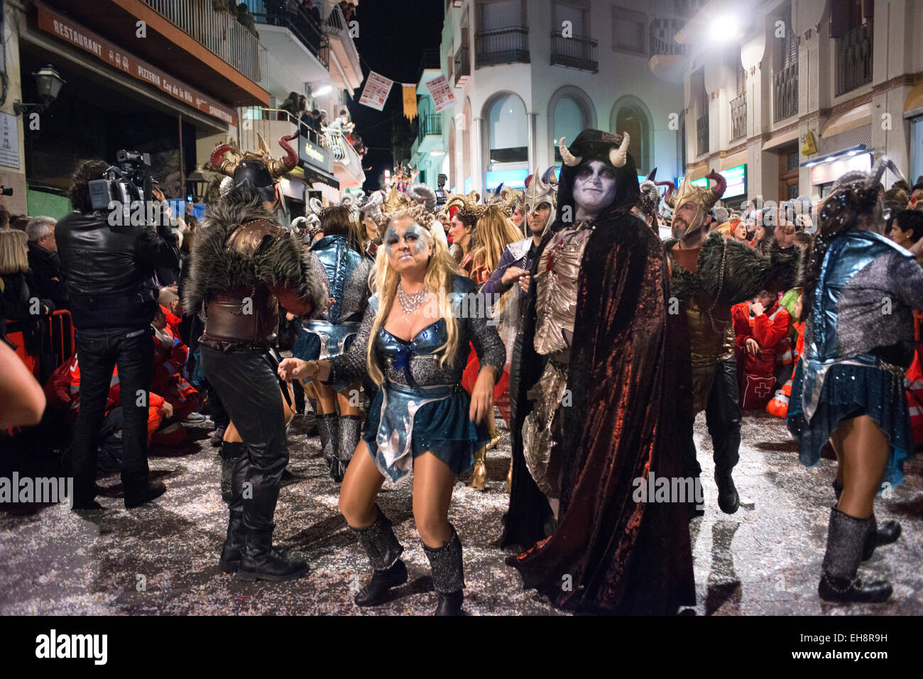 Sitges Karneval 2015.  Der Karneval in Sitges ist bekannt als einer der größten in Spanien. Dieses Jahr findet der Karneval von Fe Stockfoto