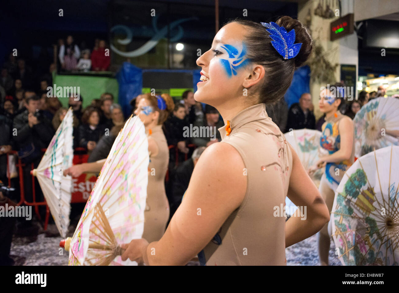 Sitges Karneval 2015.  Der Karneval in Sitges ist bekannt als einer der größten in Spanien. Dieses Jahr findet der Karneval von Fe Stockfoto