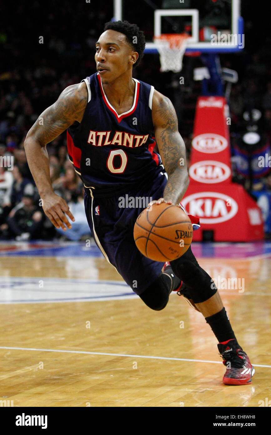 7 Marz 2015 Atlanta Hawks Huten Jeff Teague 0 In Aktion Wahrend Der Nba Spiel Zwischen