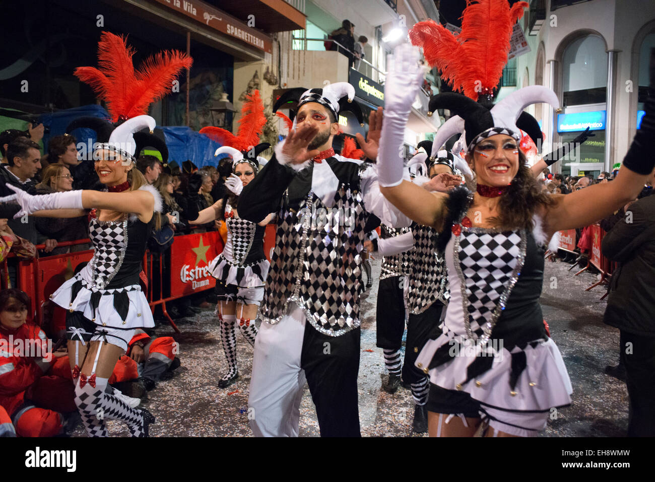 Sitges Karneval 2015.  Der Karneval in Sitges ist bekannt als einer der größten in Spanien. Dieses Jahr findet der Karneval von Fe Stockfoto