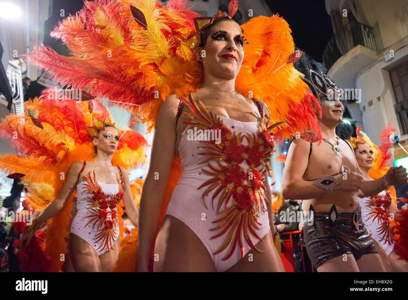 Sitges Karneval 2015.  Der Karneval in Sitges ist bekannt als einer der größten in Spanien. Dieses Jahr findet der Karneval von Fe Stockfoto