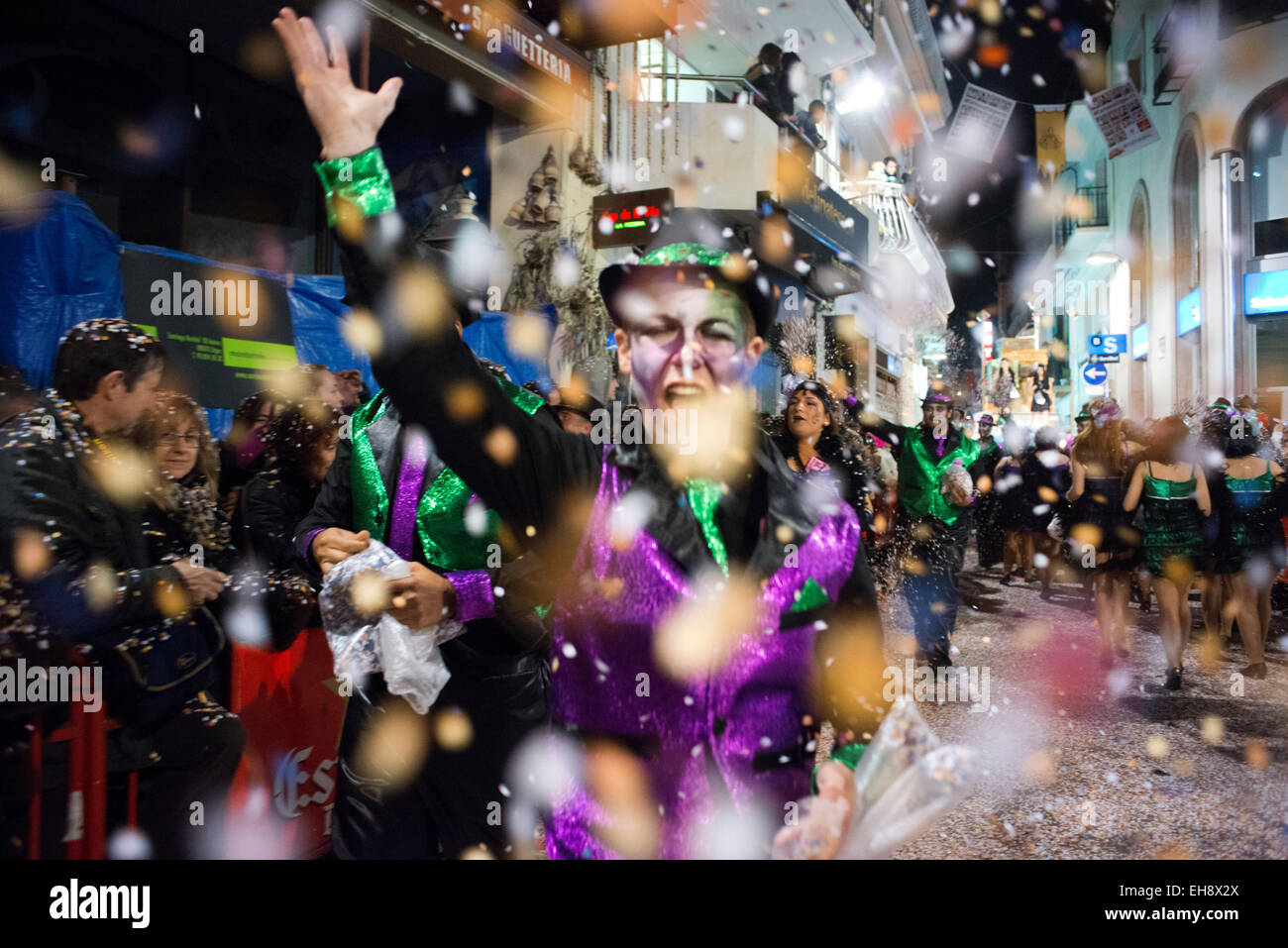 Sitges Karneval 2015.  Der Karneval in Sitges ist bekannt als einer der größten in Spanien. Dieses Jahr findet der Karneval von Fe Stockfoto