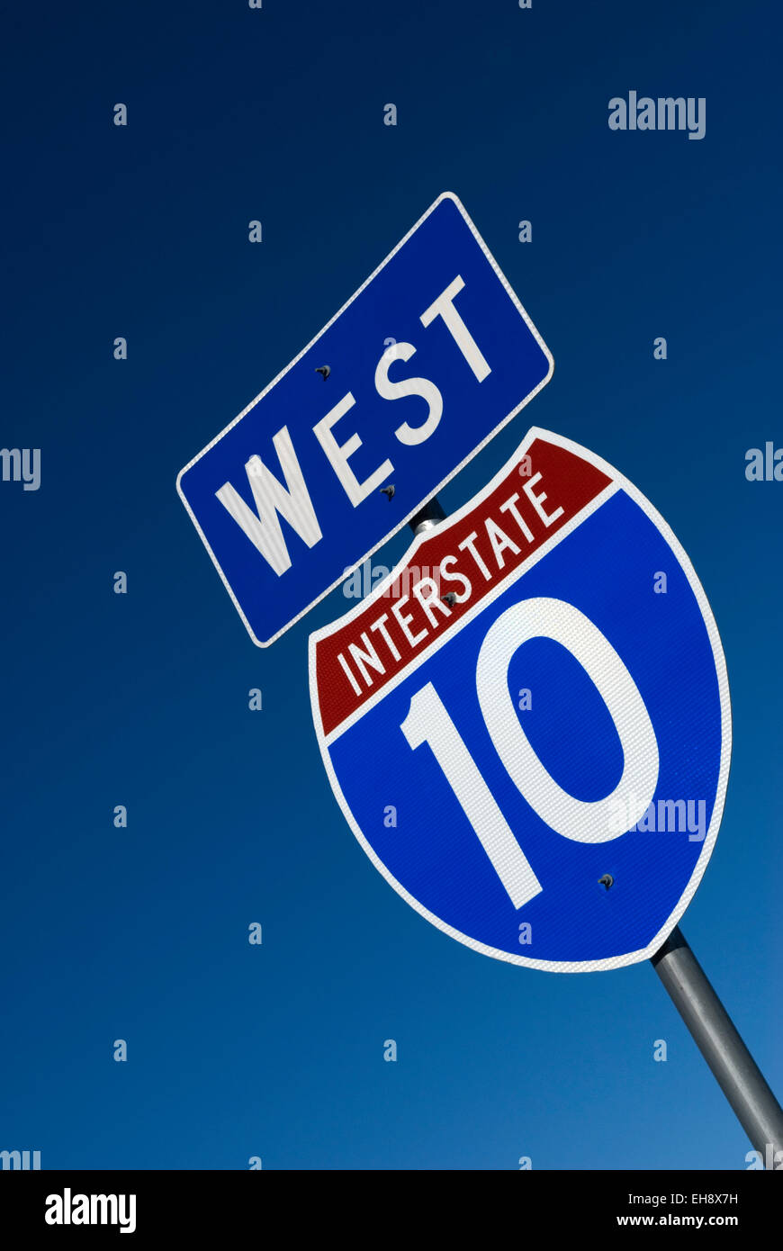 Ausschilderung Zur Interstate 10 In Richtung Westen. USA Stockfoto