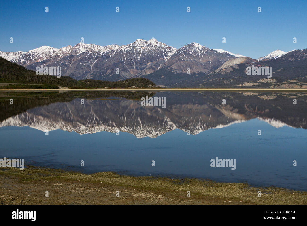 St. Elias Mountains reflektiert im Kluane Lake, Kluane National Park, Yukon Territorium, Kanada Stockfoto