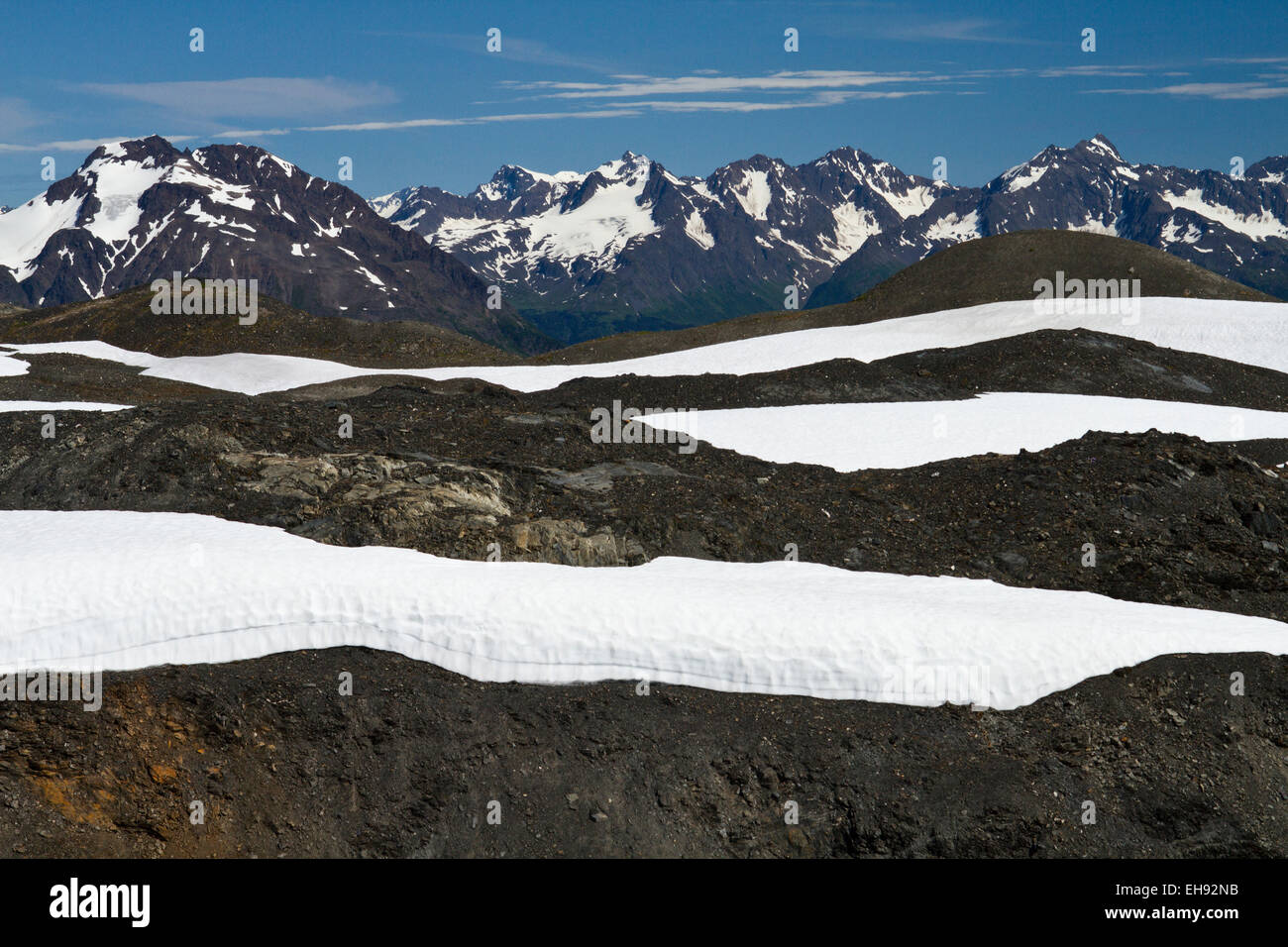Blick auf die Berge am Wegesrand Harding Icefield, Kenai-Fjords-Nationalpark, Alaska Stockfoto