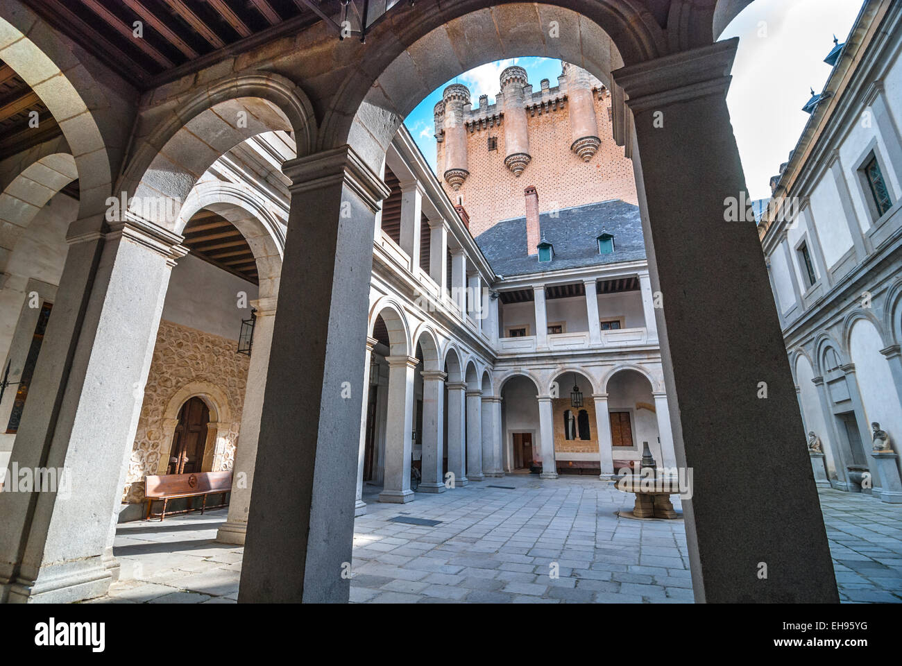 Innenhof des Schloss Alcazar. Stockfoto