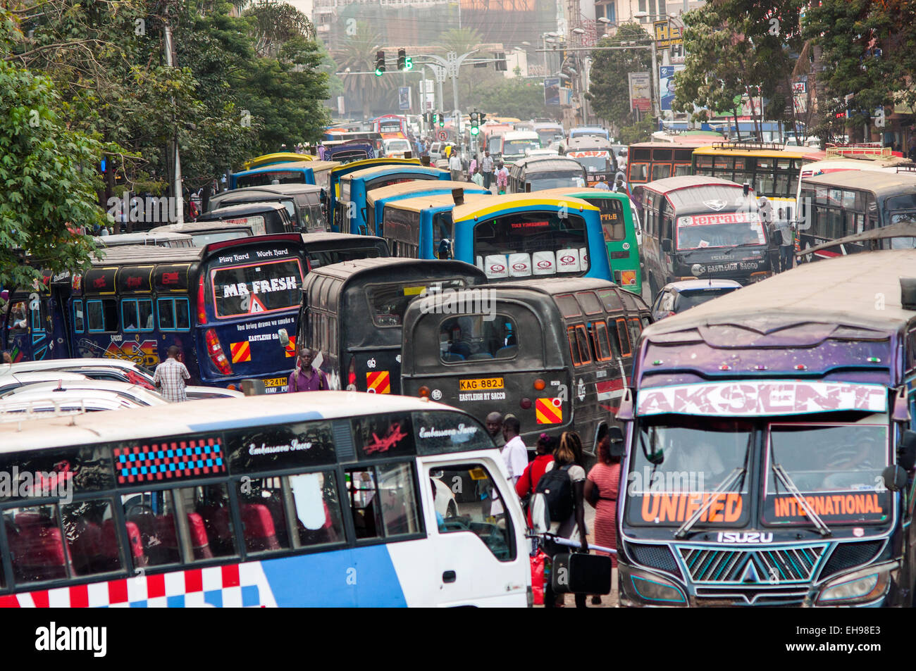 Stoßzeiten an Tom Mboya Avenue, Nairobi, Kenia Stockfoto