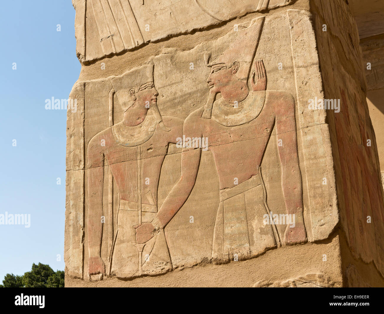 Wiederaufbau der Arkaden Tempel von Thutmosis IV im Freilichtmuseum in Karnak Luxor Ägypten Stockfoto