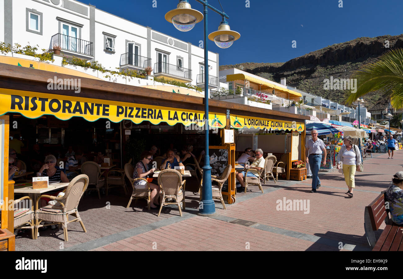 Puerto de Mogán Restaurant in der Marina, Gran Canaria, Kanarische Inseln, Spanien, Europa Stockfoto