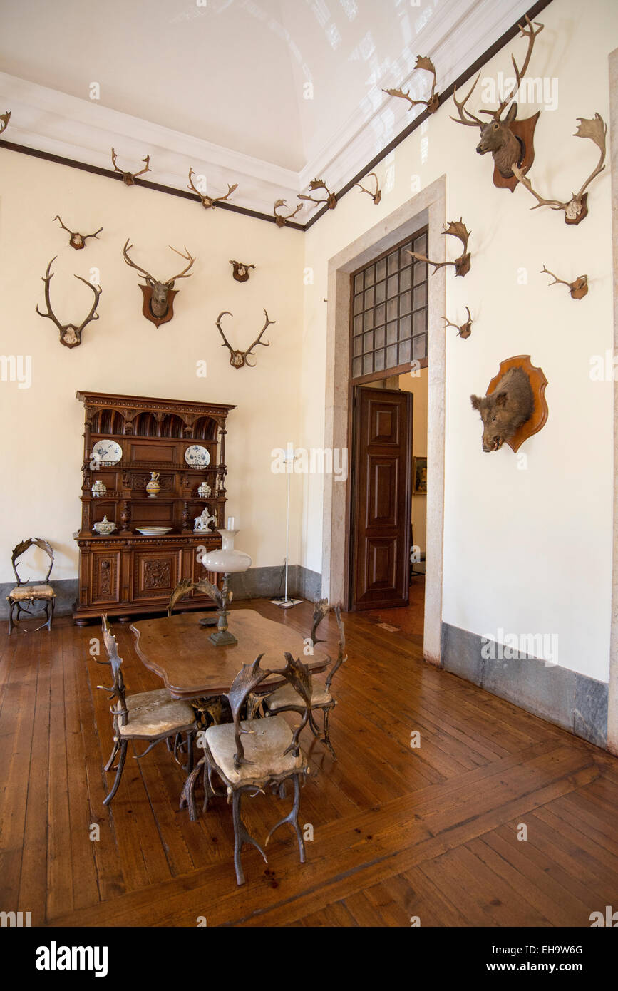 Das Jagdzimmer Trophäe in Mafra National Palace (Palacio de Mafra), Mafra, Portugal Stockfoto