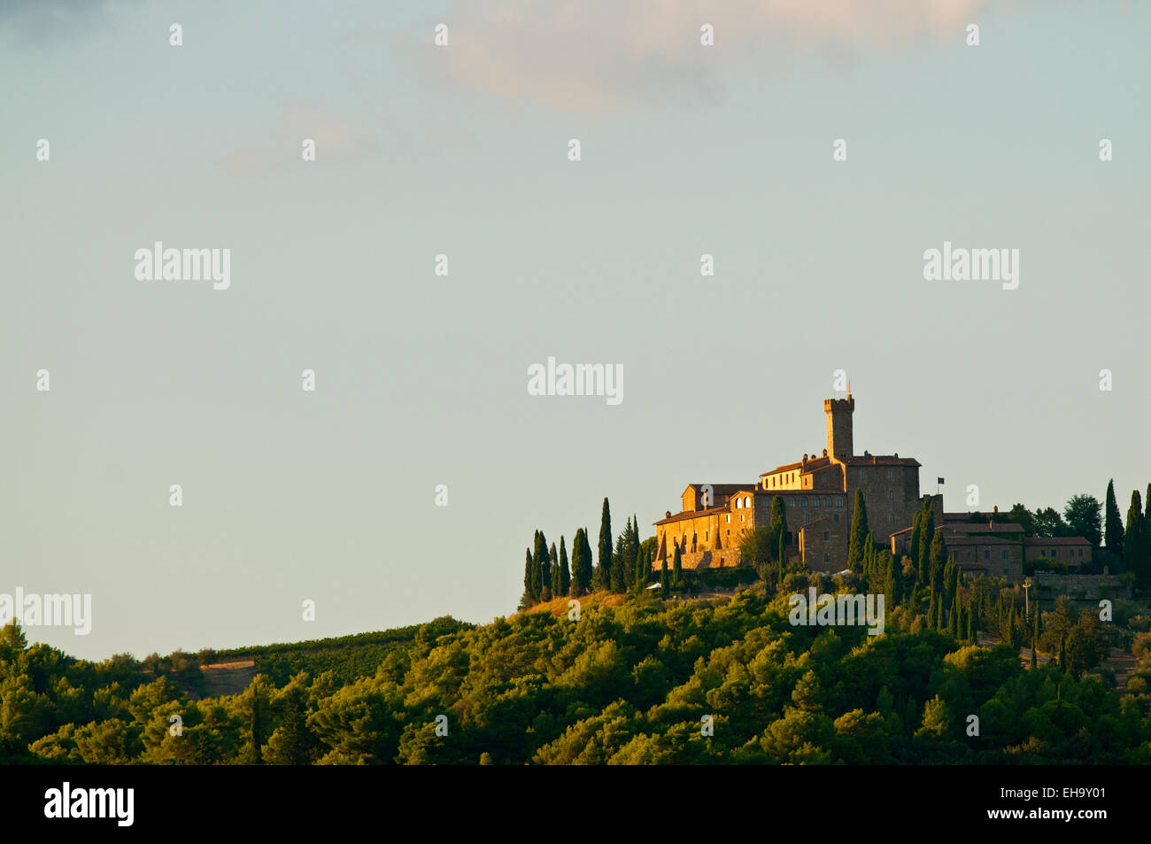 Poggio Alle Mura Burg. Lokalität: Montalcino (SI), Toskana, Italien Stockfoto